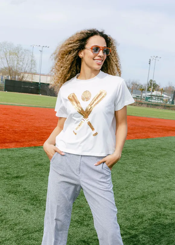 Gold Baseball Sequin Tee