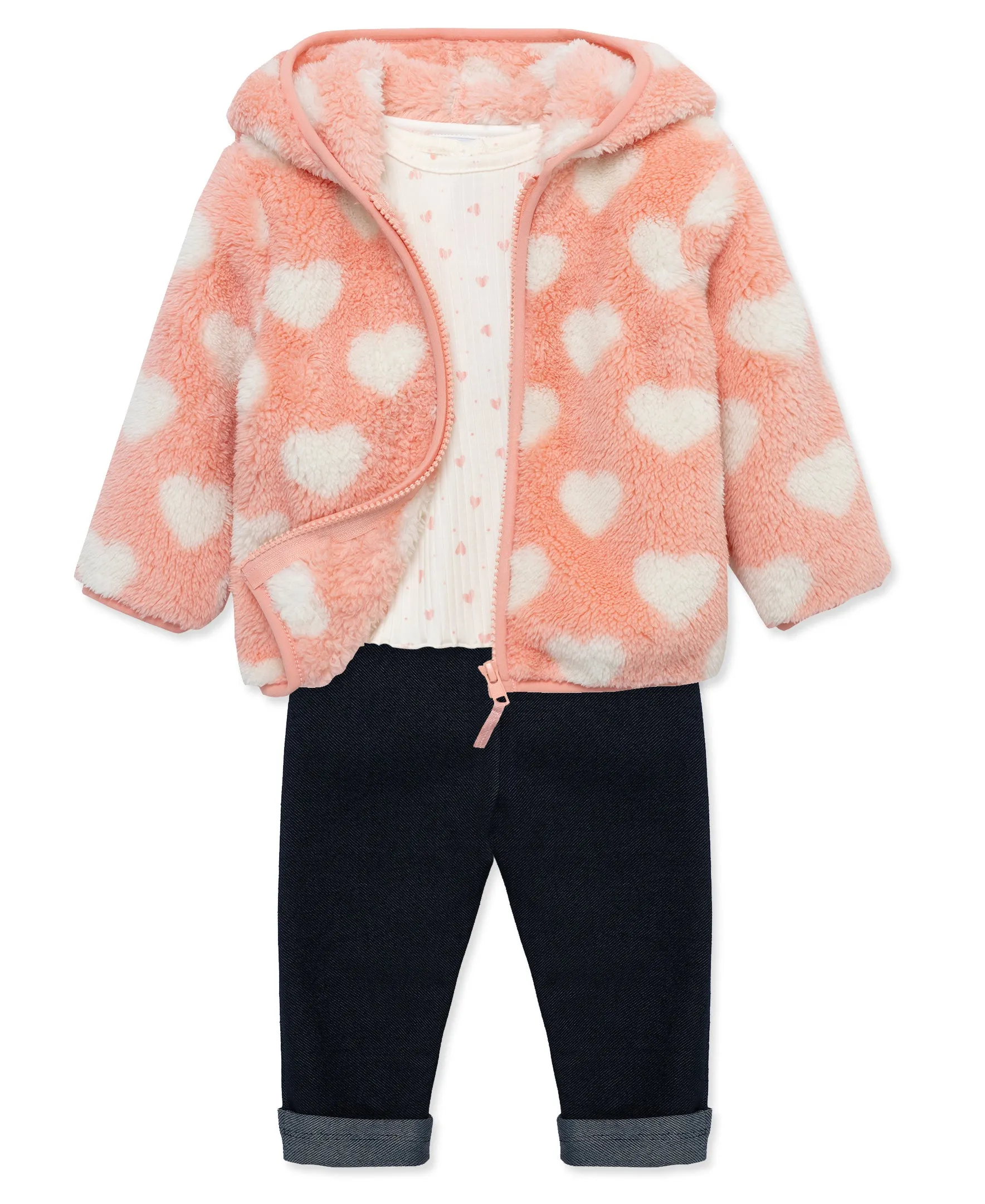 Heart 3-Piece Sherpa Jacket Set (12M-24M)