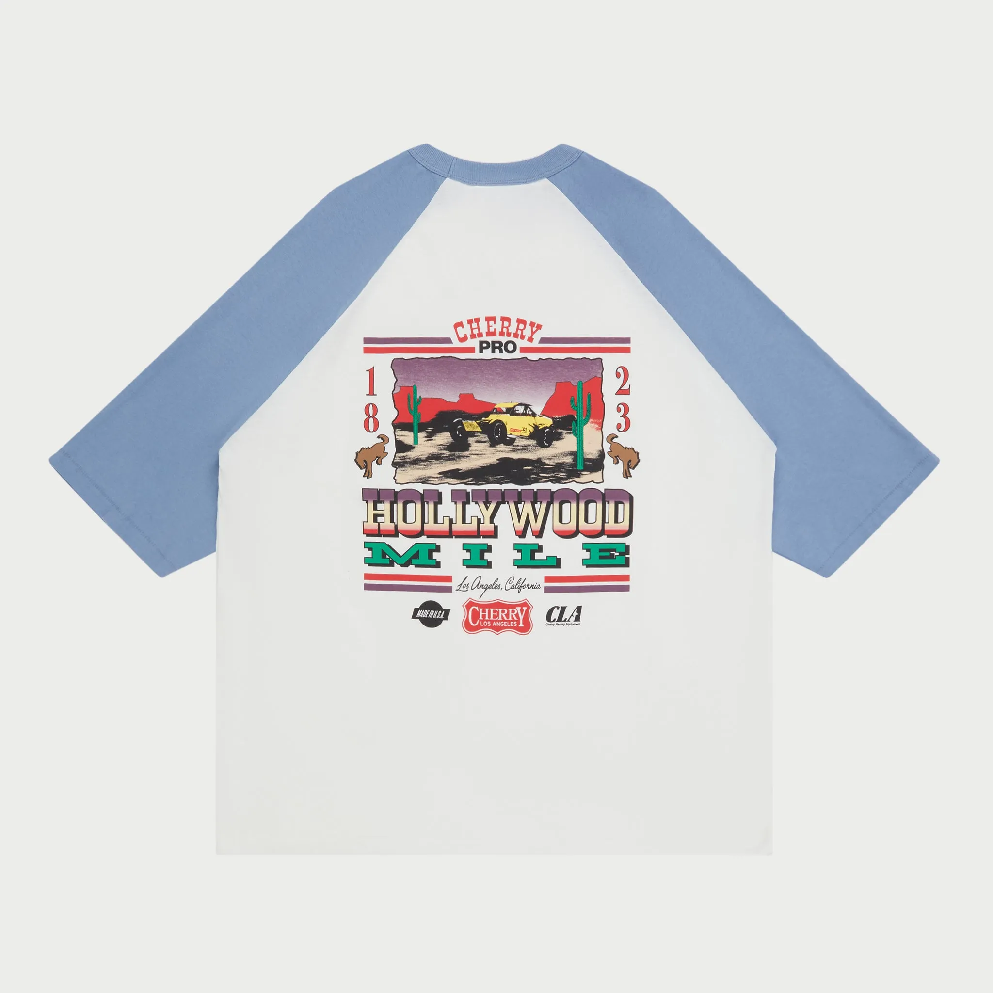 Hollywood Mile Baseball Tee (Dusty Blue)