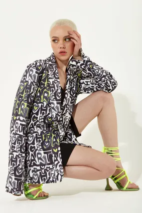 House Of Holland Abstract Print Oversized Blazer