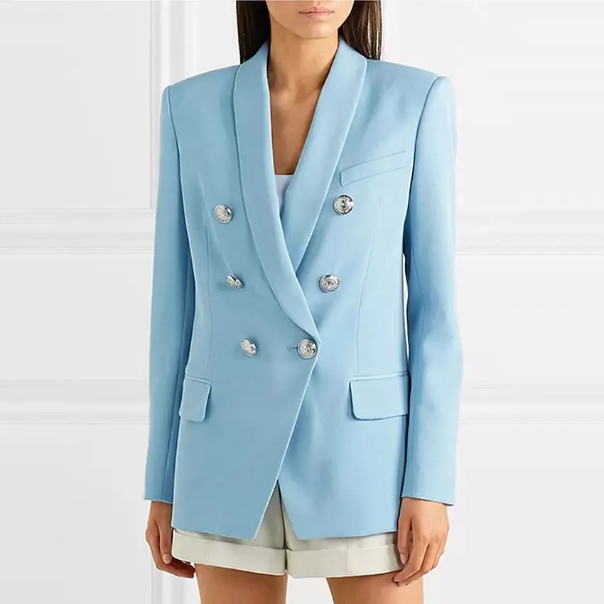 ICONIC SKY BLUE WITH SILVER BUTTON BLAZER