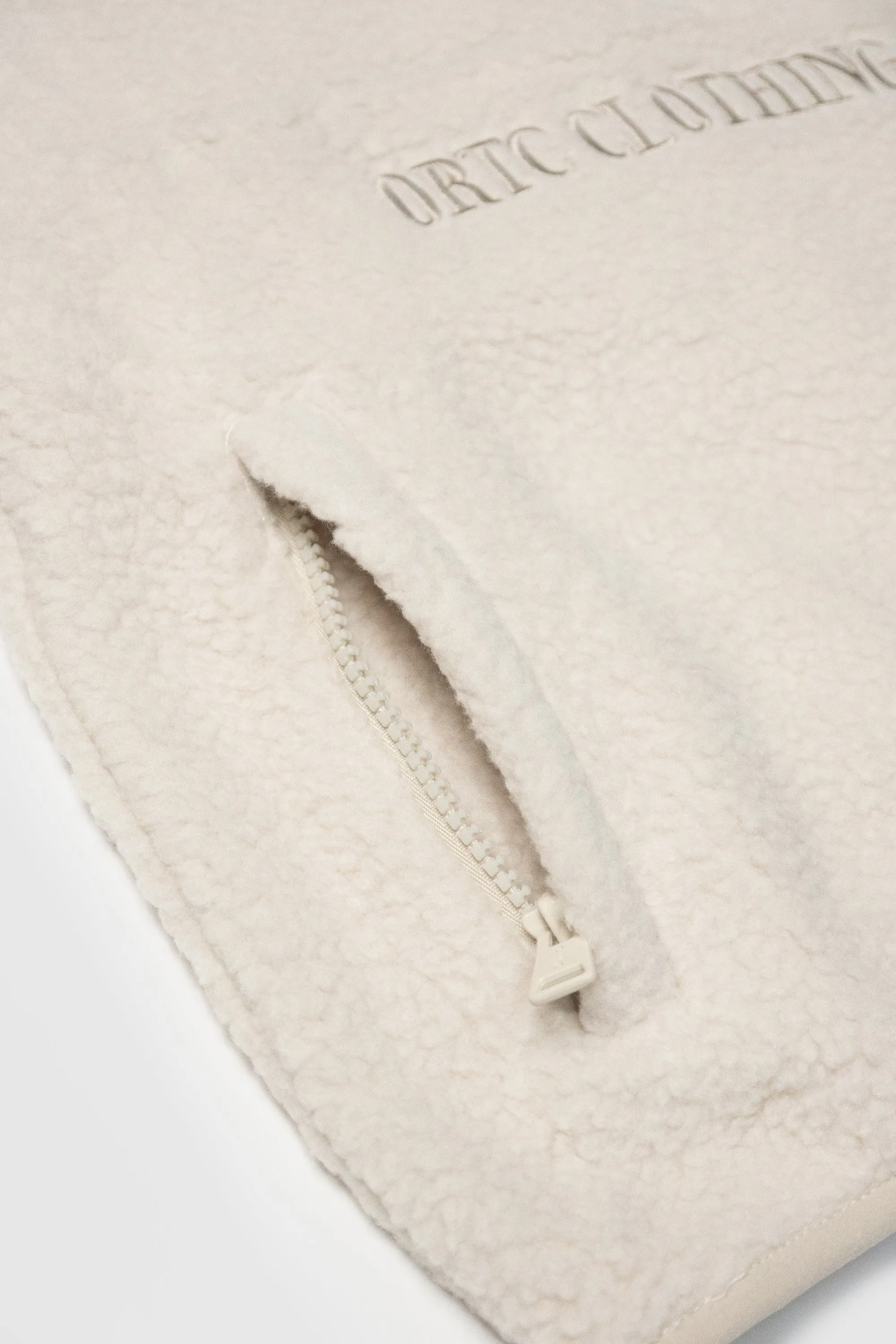 Jnr Sherpa Fleece Logo Quarter Zip Natural