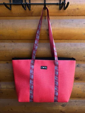 Large Red Zip Tote-Merle ZIPPER top