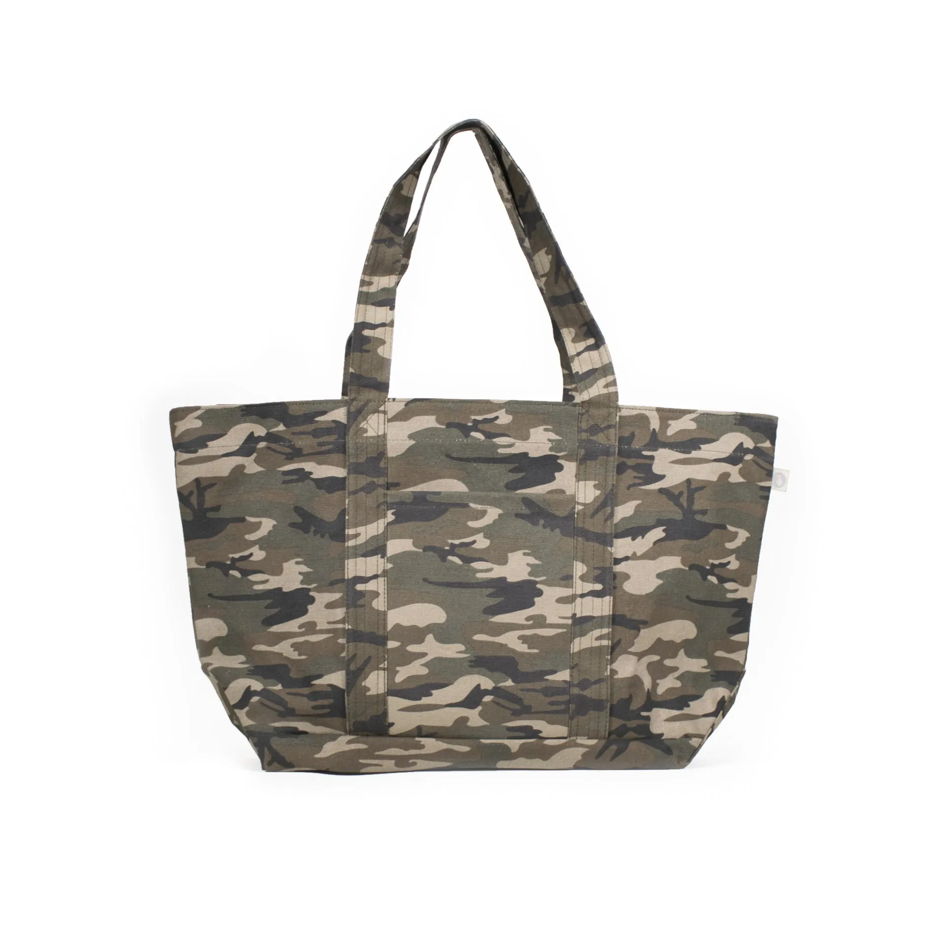 Large Zipper Tote: Green Camouflage