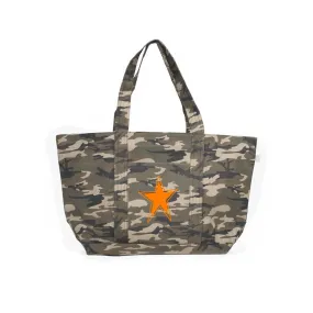 Large Zipper Tote: Green Camouflage