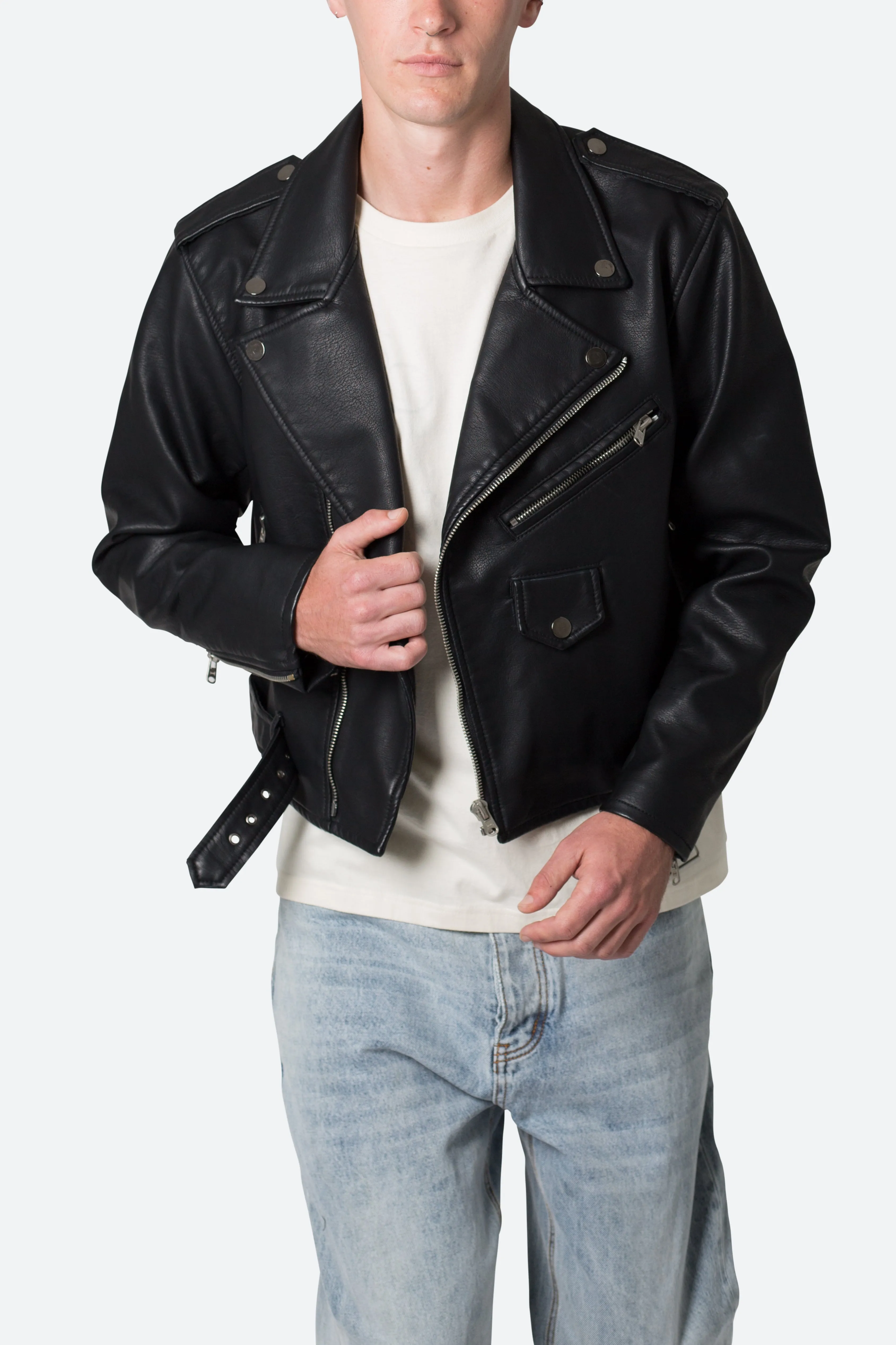 Leather Moto Jacket - Black