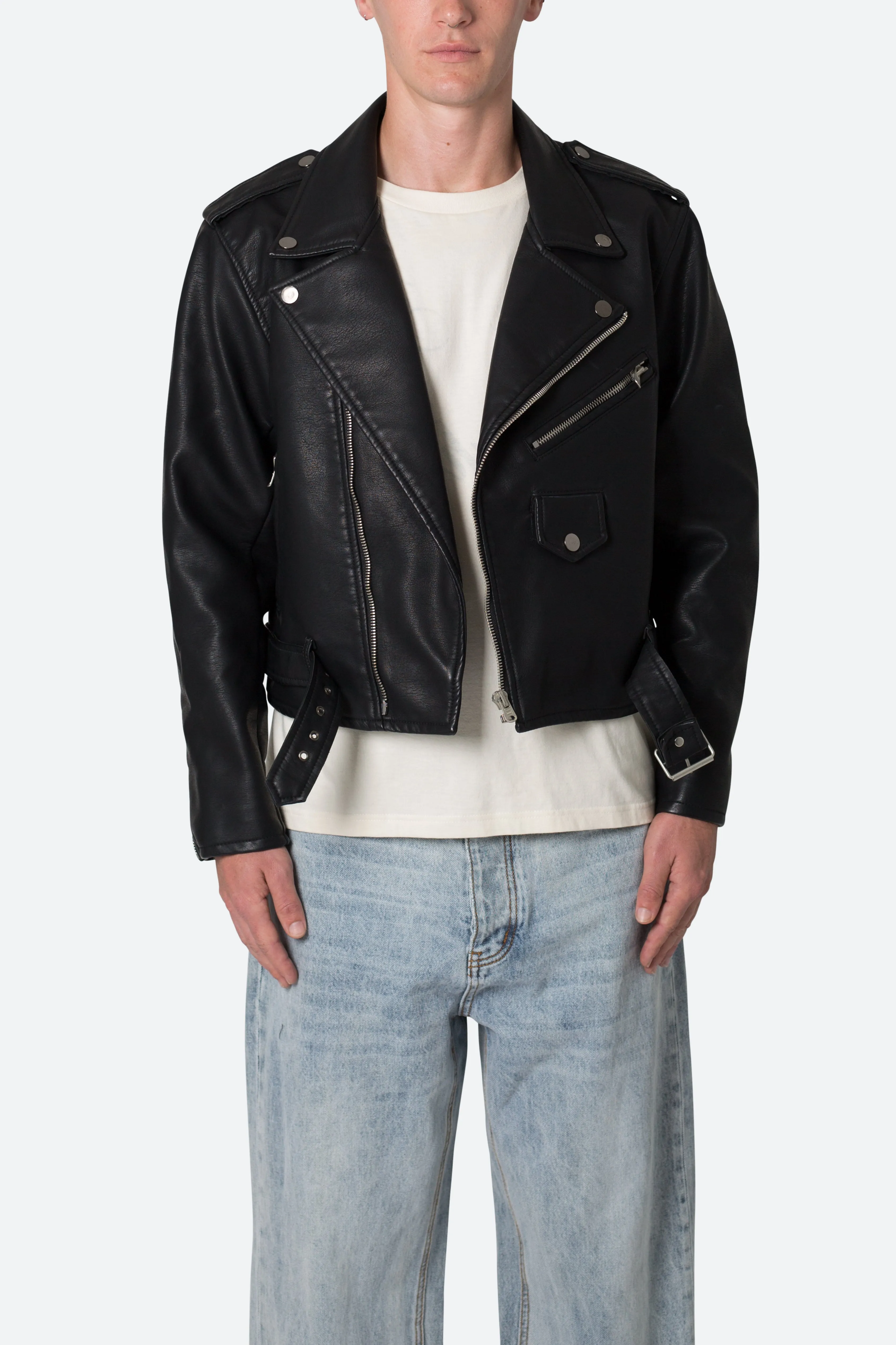 Leather Moto Jacket - Black