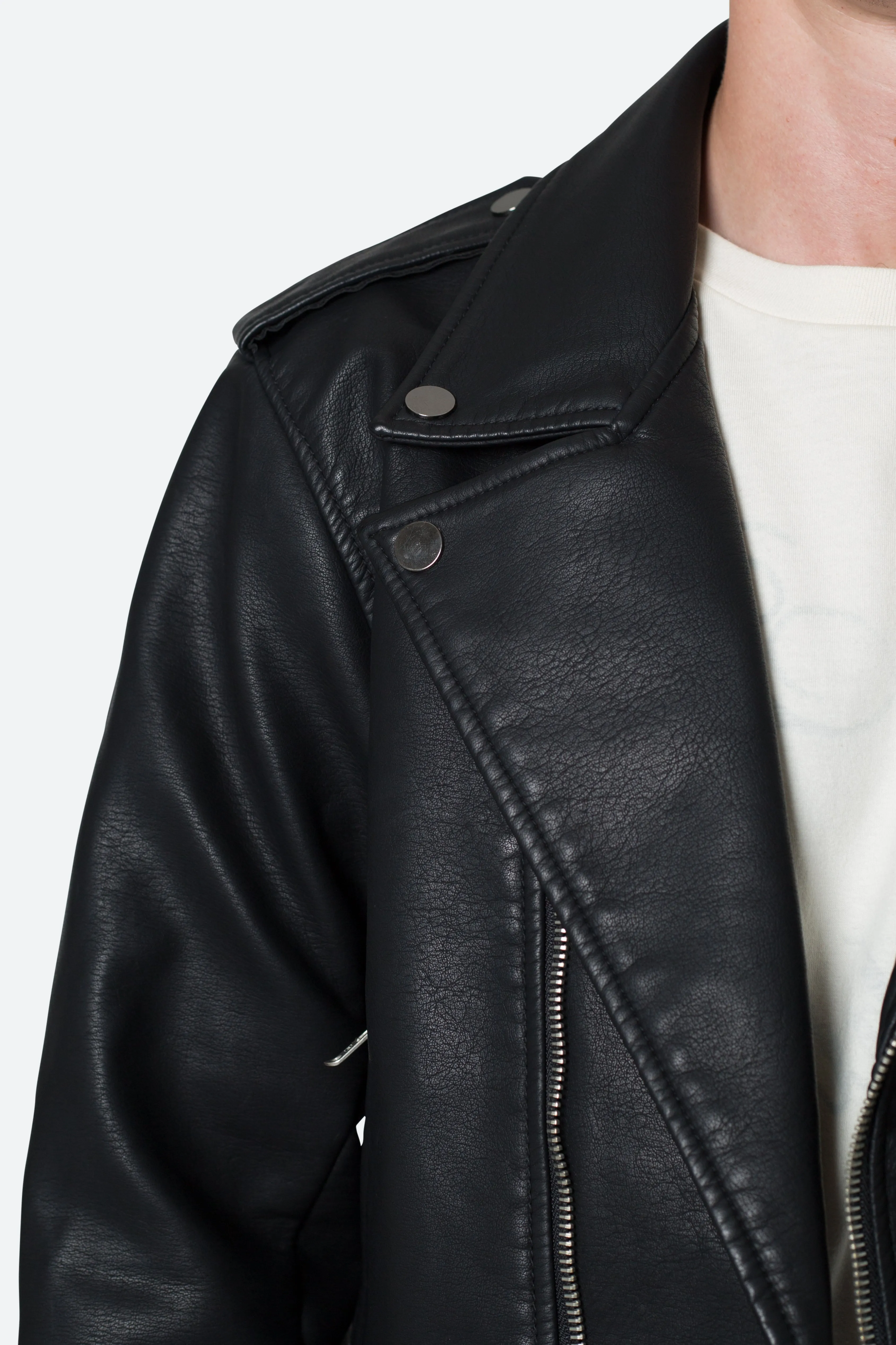 Leather Moto Jacket - Black