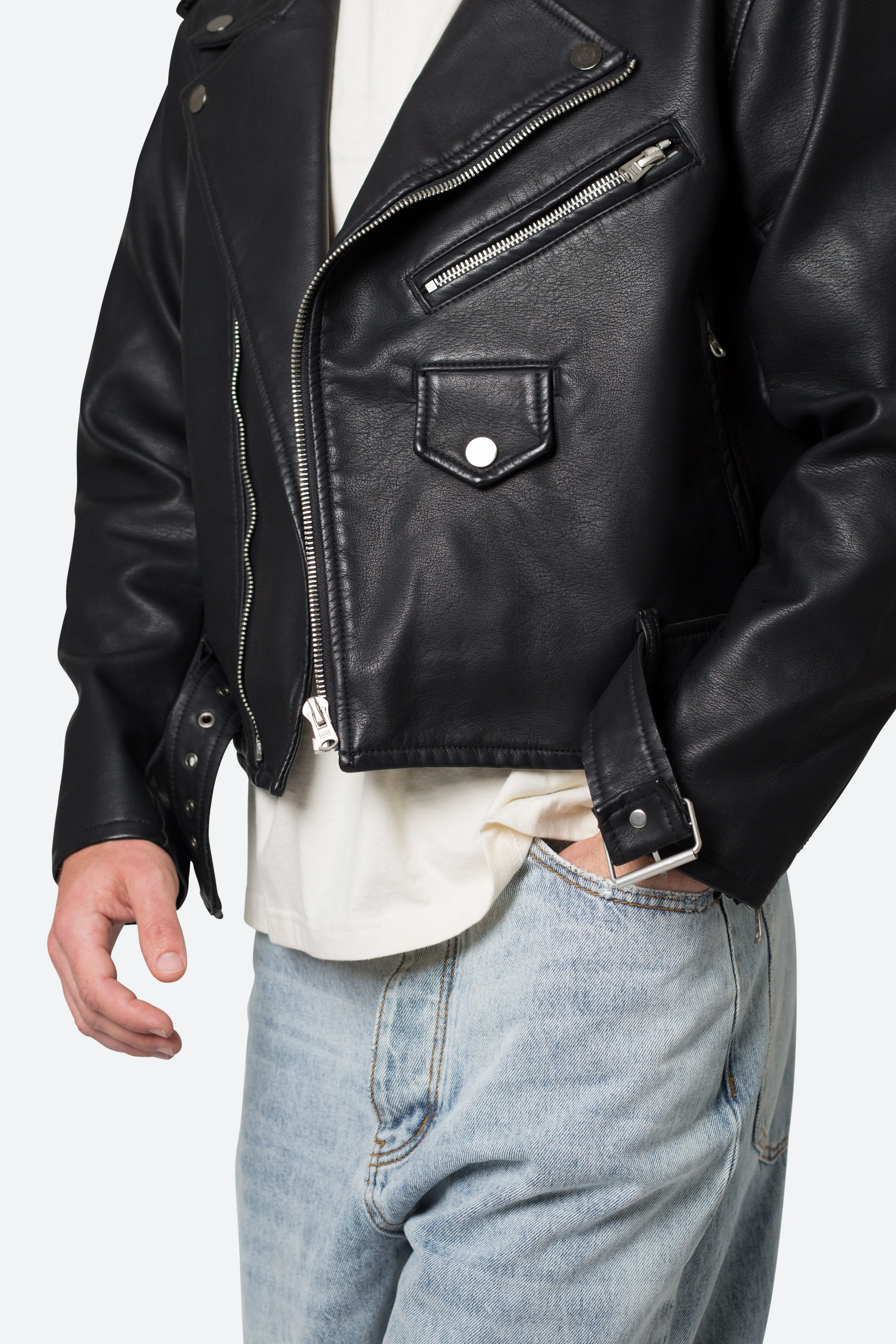 Leather Moto Jacket - Black