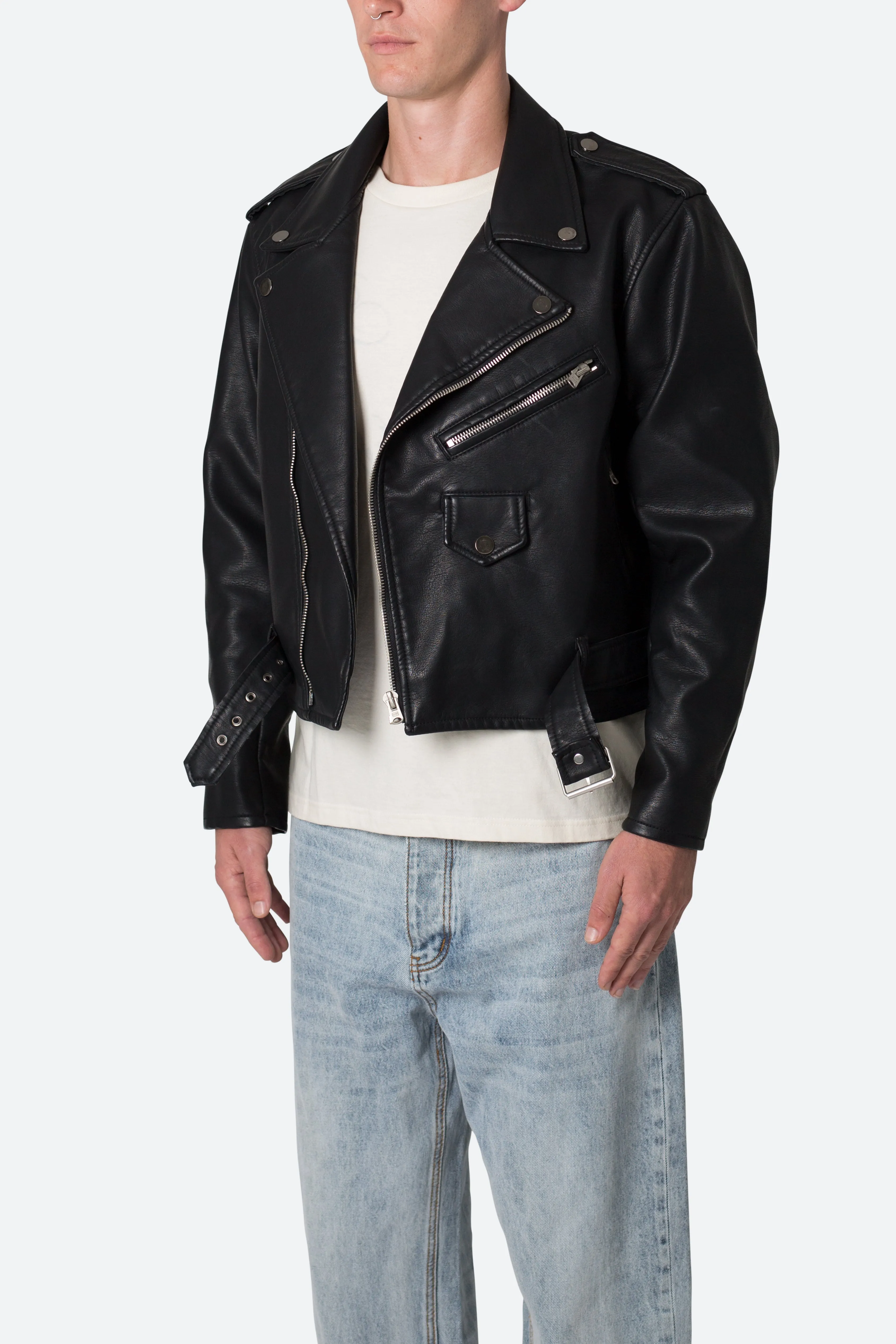 Leather Moto Jacket - Black