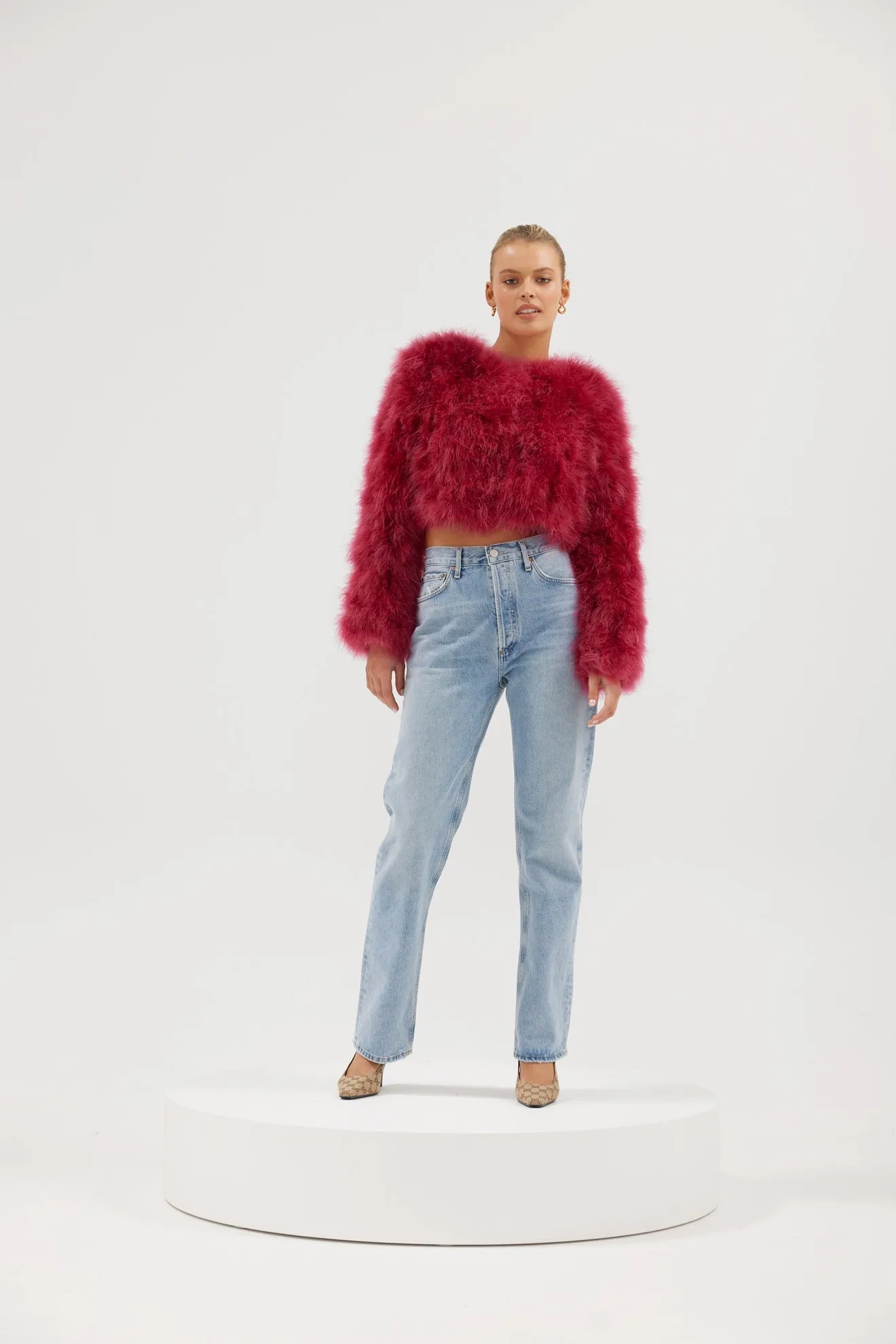 Manhattan Crop Jacket - Raspberry