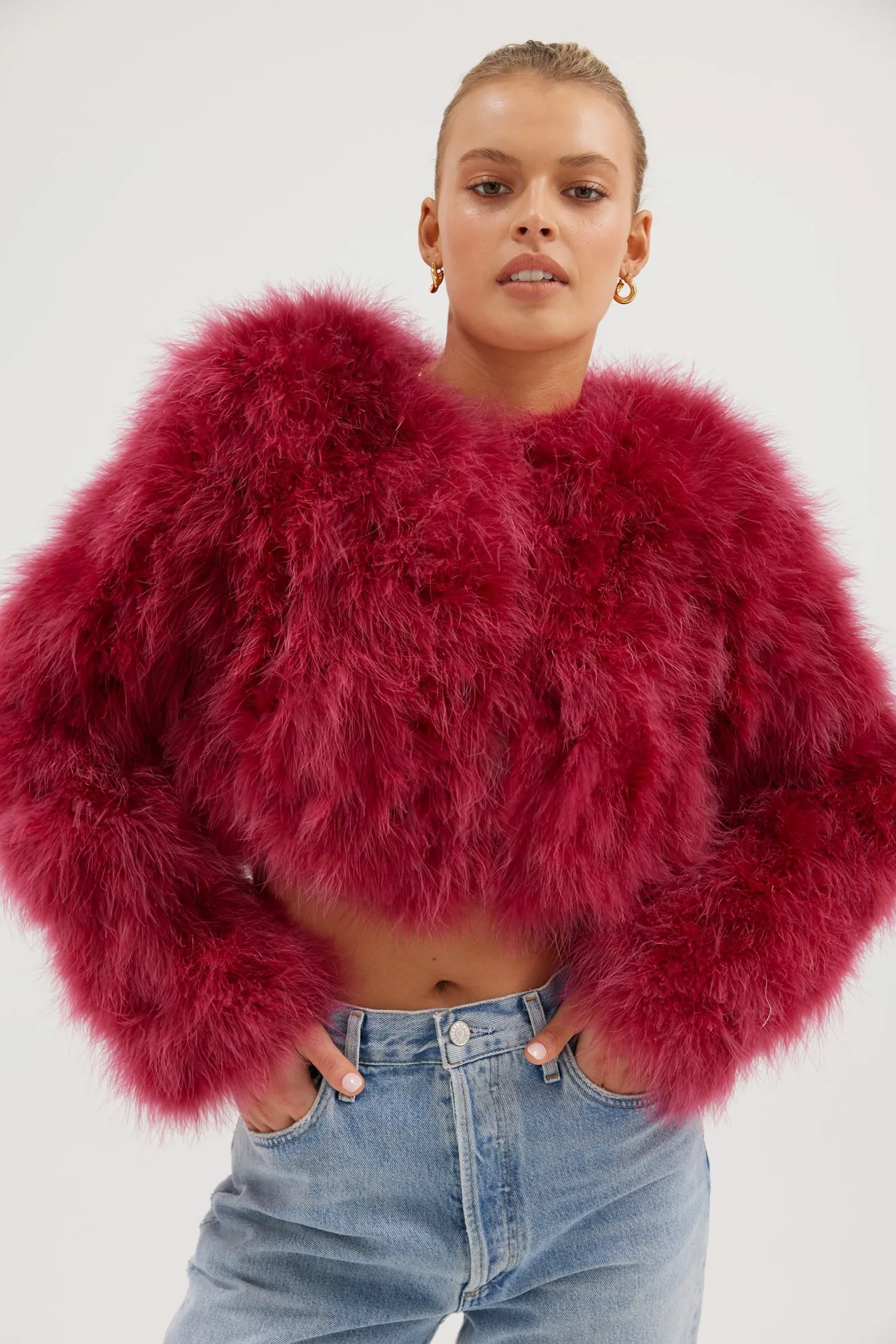 Manhattan Crop Jacket - Raspberry