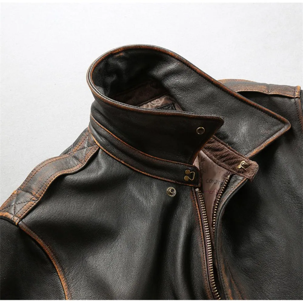 Men's Washed Goatskin A2 Bomber Jacket