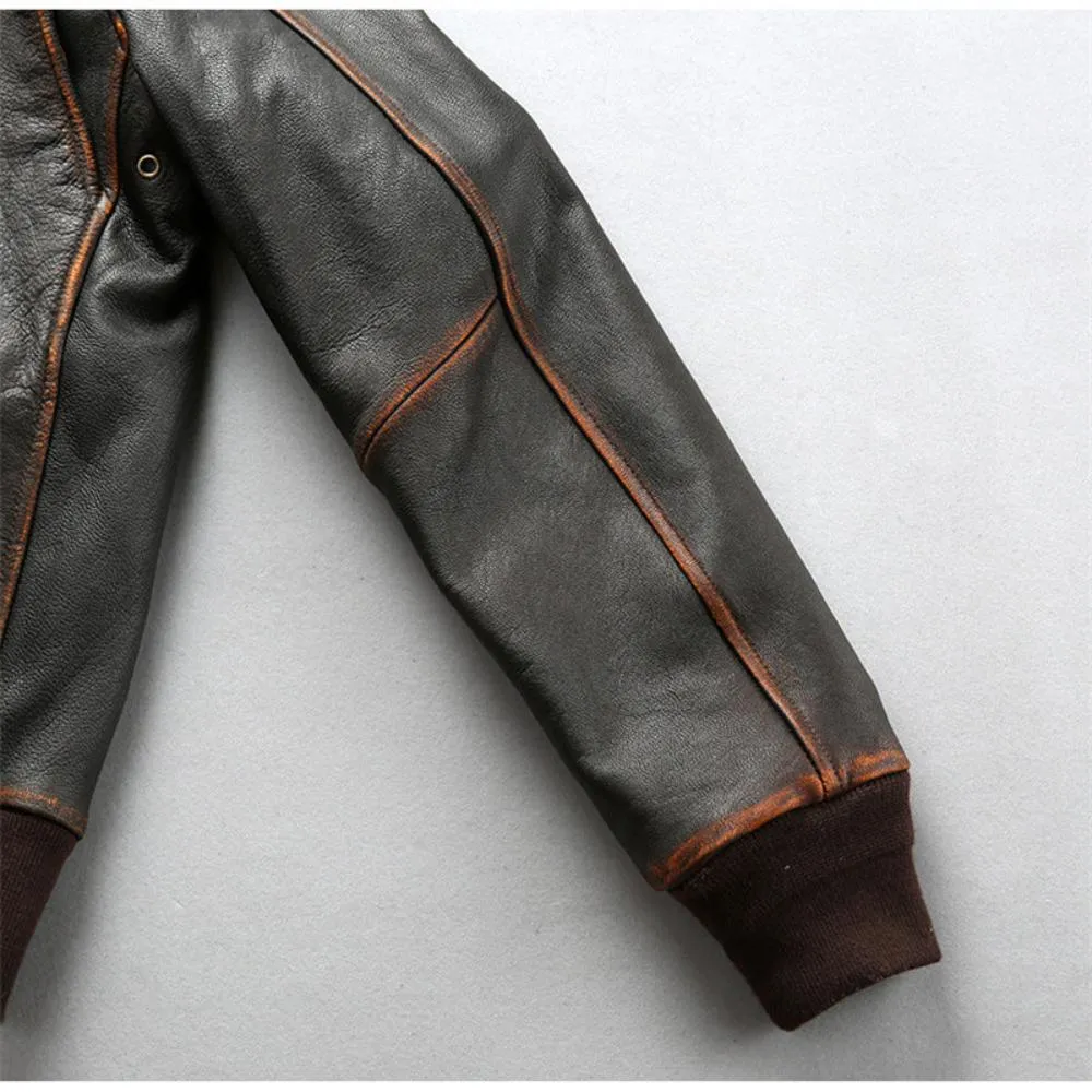 Men's Washed Goatskin A2 Bomber Jacket