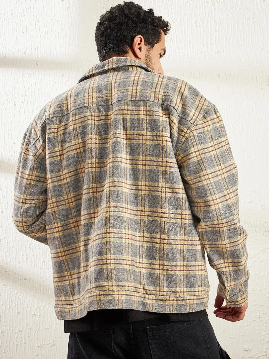 Mustard Plaid Sherpa Jacket