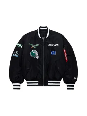 PHILADELPHIA EAGLES X ALPHA X NEW ERA MA-1 BOMBER JACKET (HISTORIC LOGO)