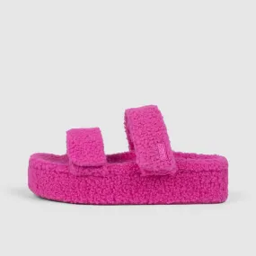 Pink Two Strap Sherpa Platform