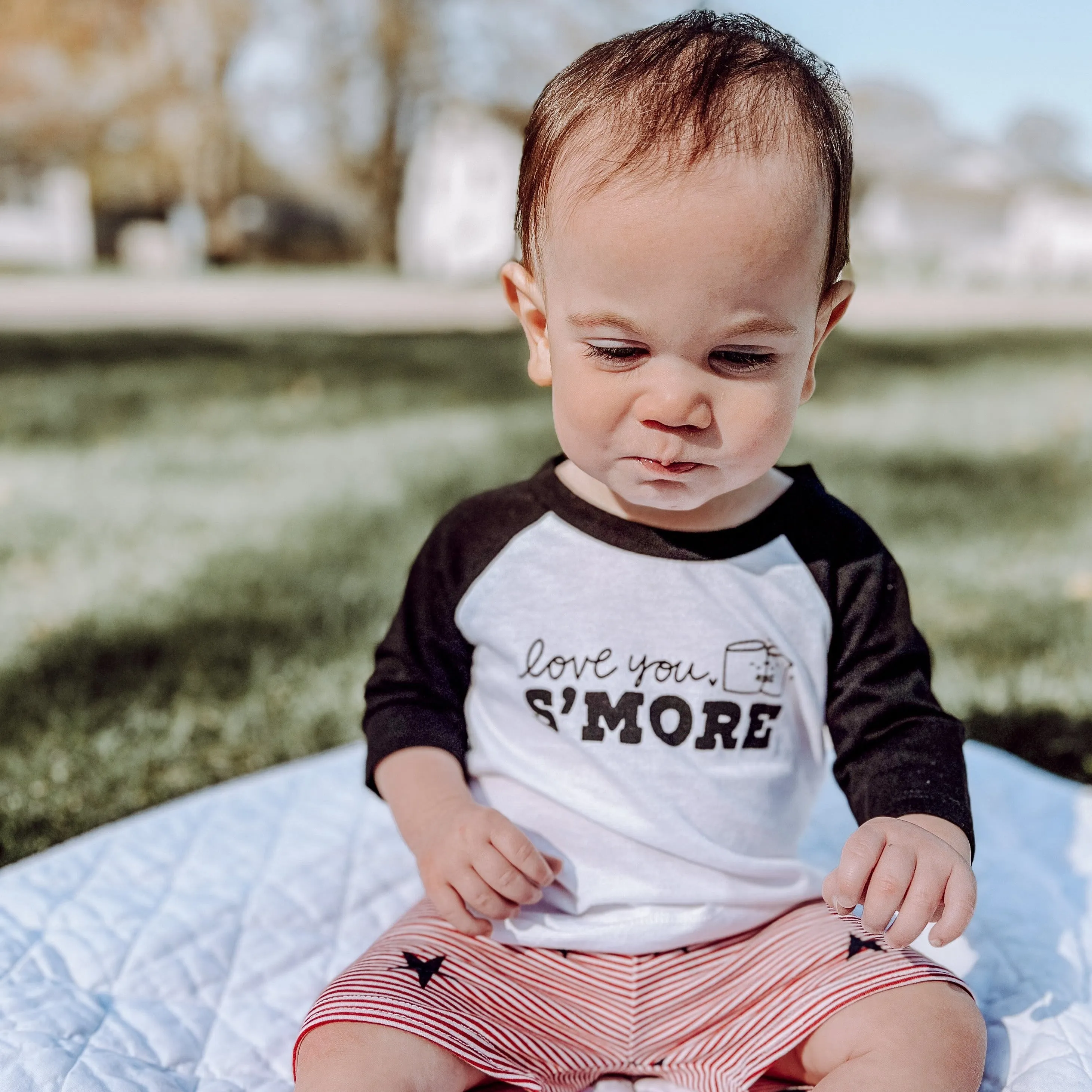 "Love You S'more" baseball style tee