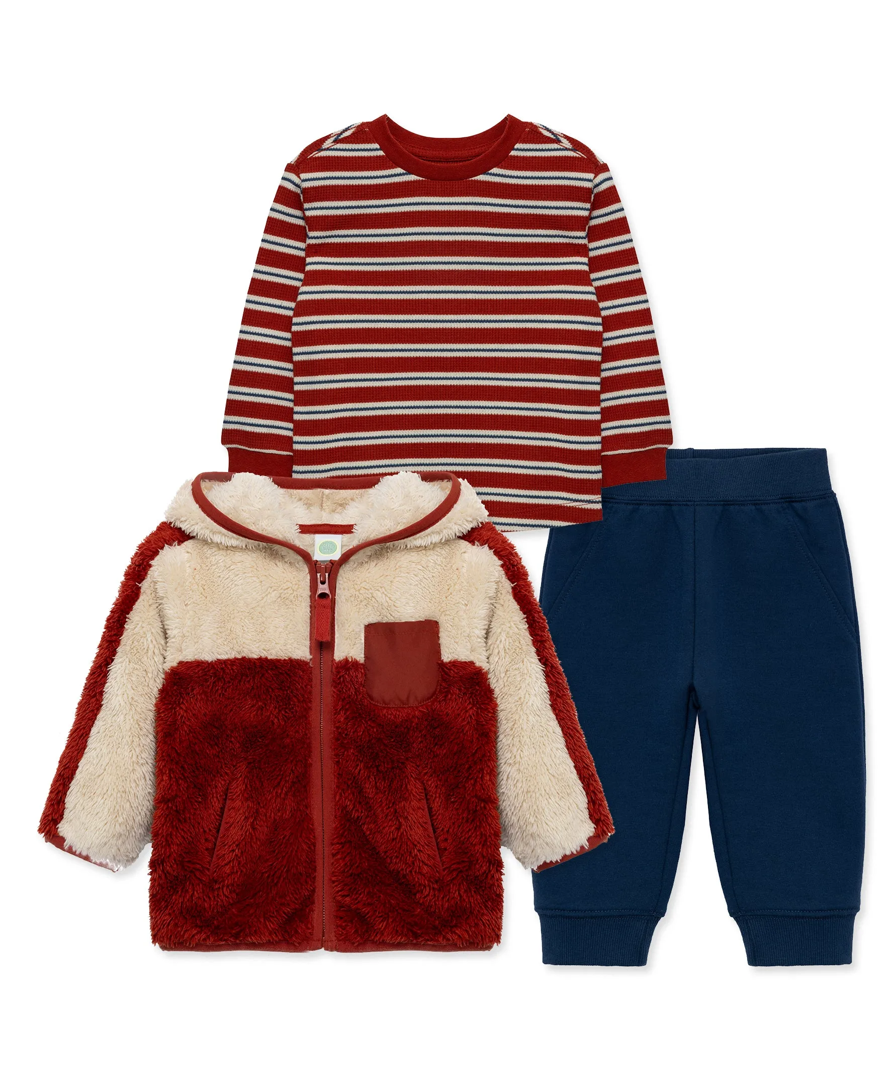 Red Sherpa Jacket Set (2T-4T)