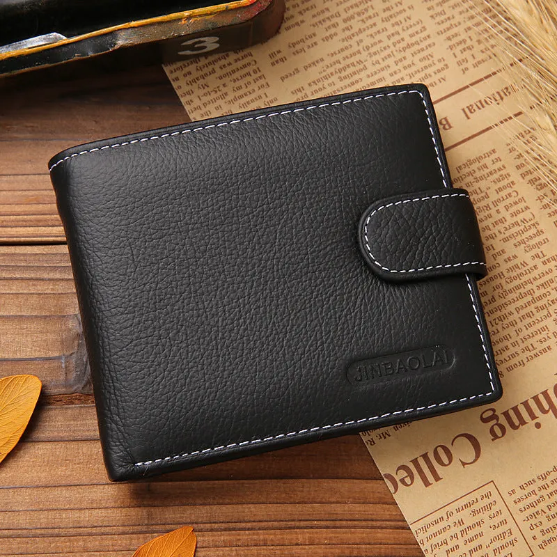 Retro Zipper Leather 4 Credit Cards Holder Men's Wallet