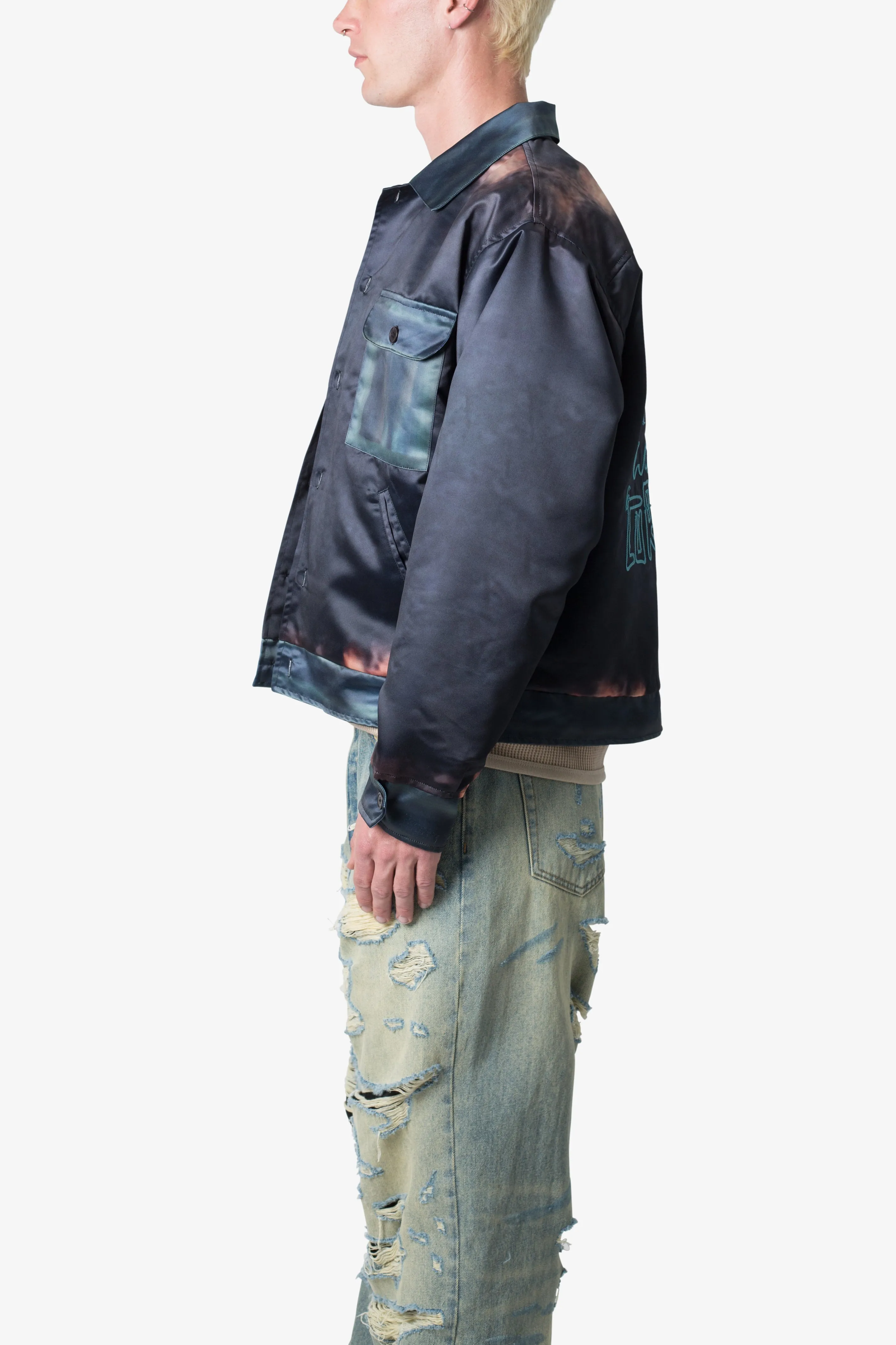 Satin Bomber Jacket - Washed Black