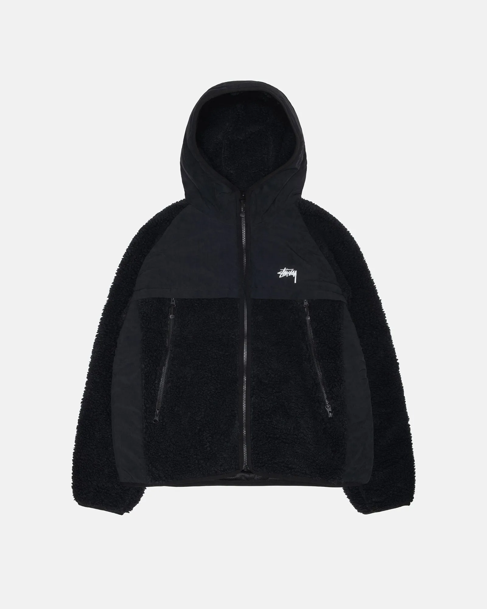 SHERPA PANELED HOODED JACKET