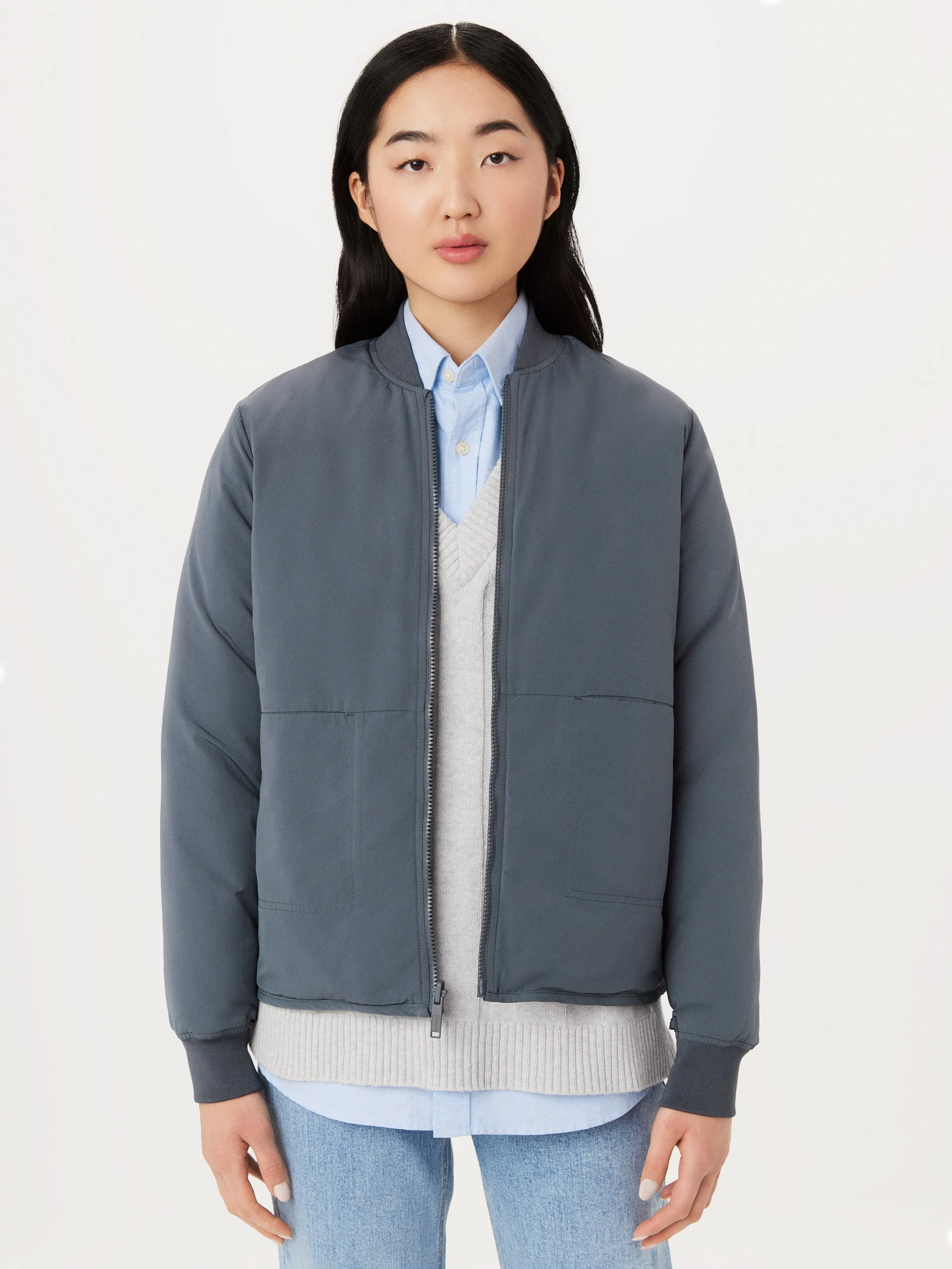 The Skyline Reversible Bomber in Ash Blue