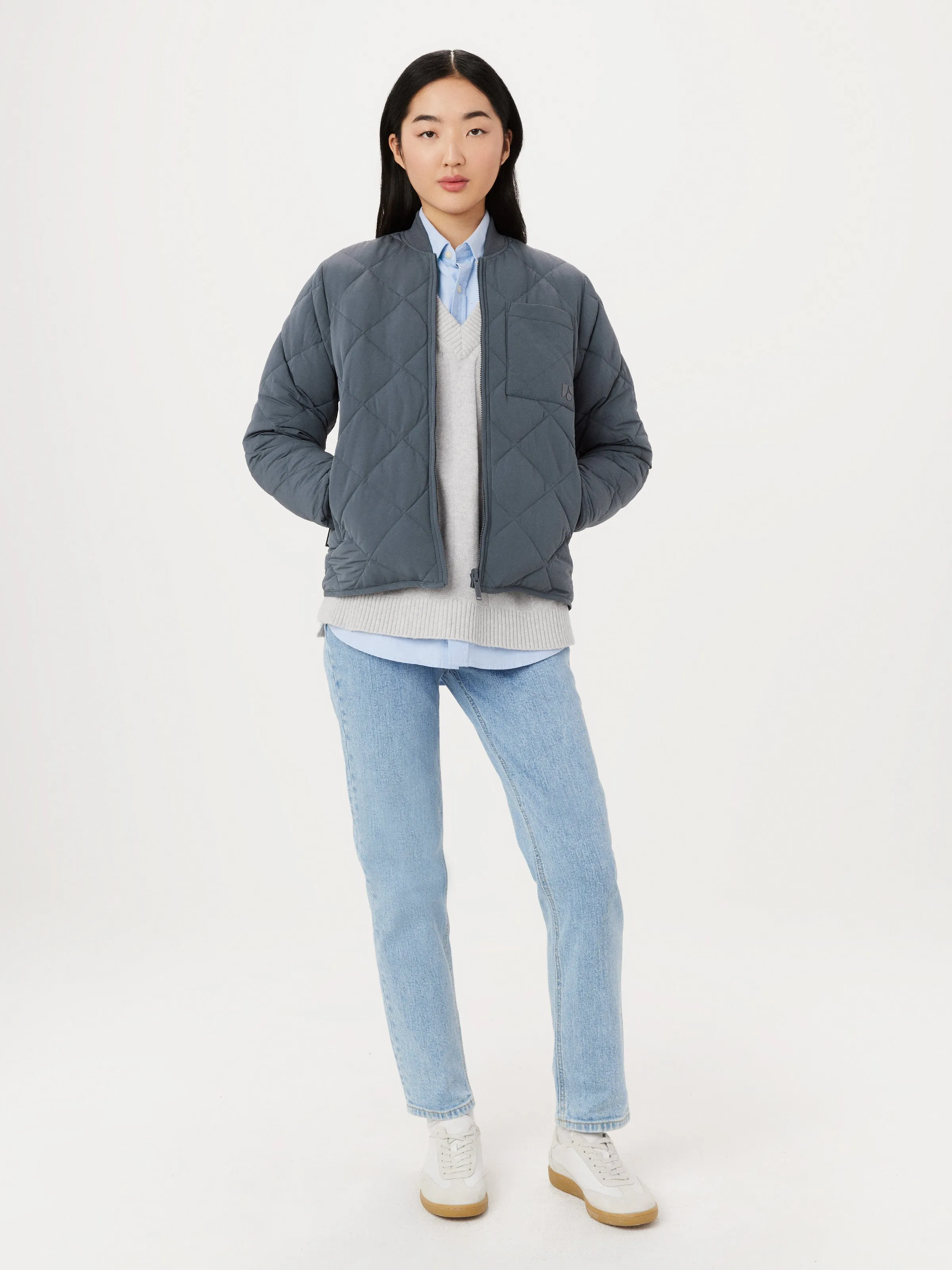 The Skyline Reversible Bomber in Ash Blue