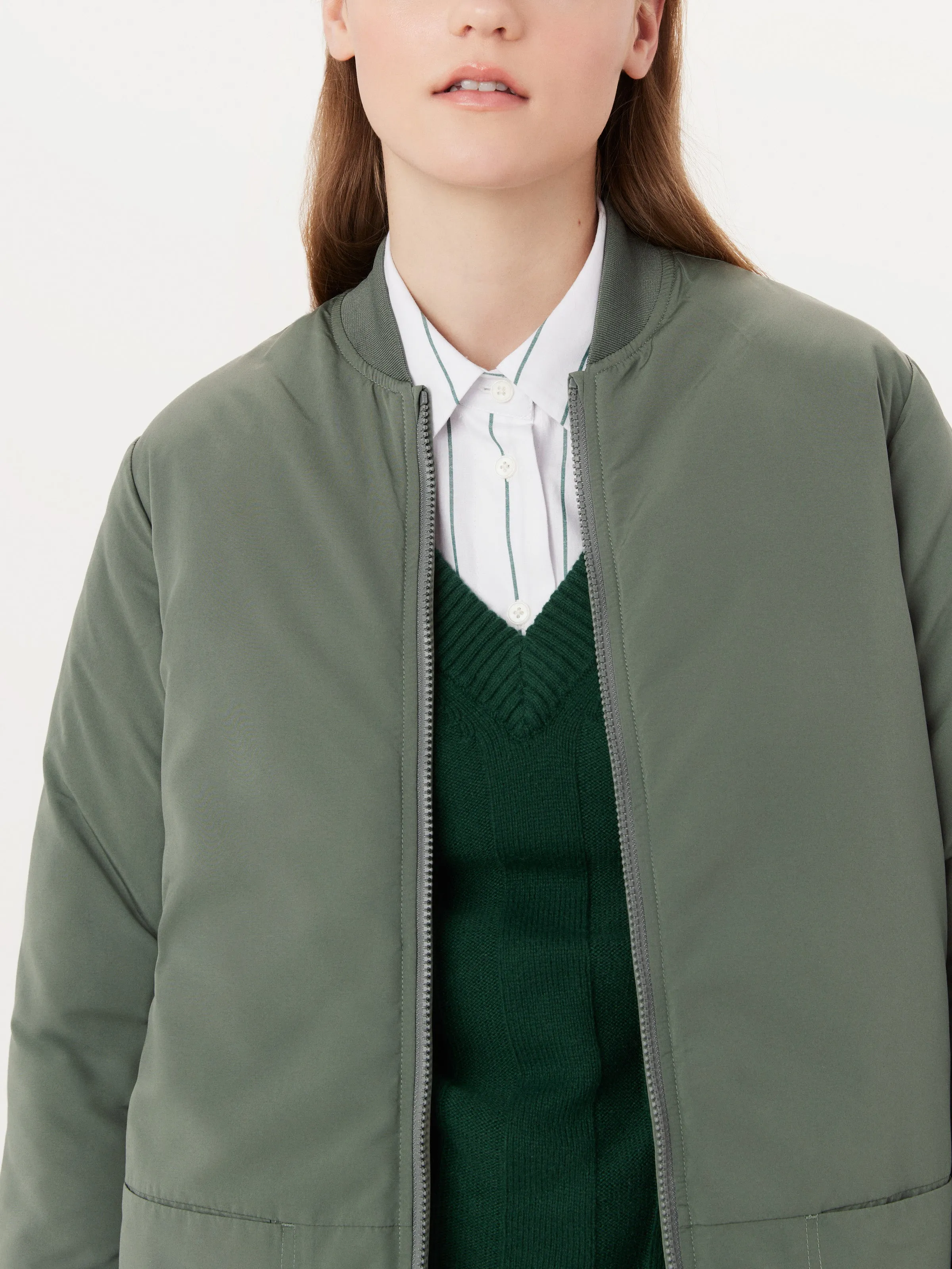 The Skyline Reversible Maxi Bomber in Boreal Green