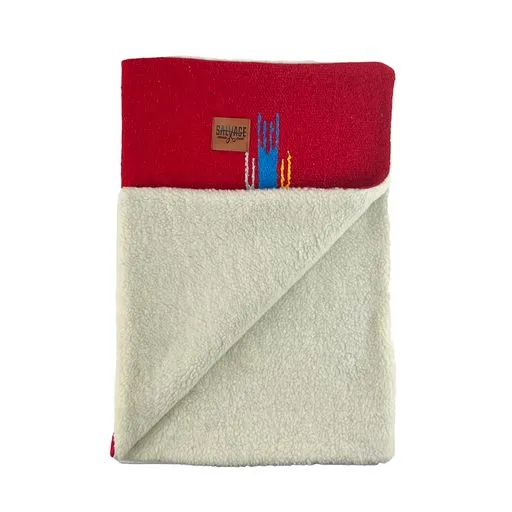 Thunderbird Blanket with Sherpa Lining - Red