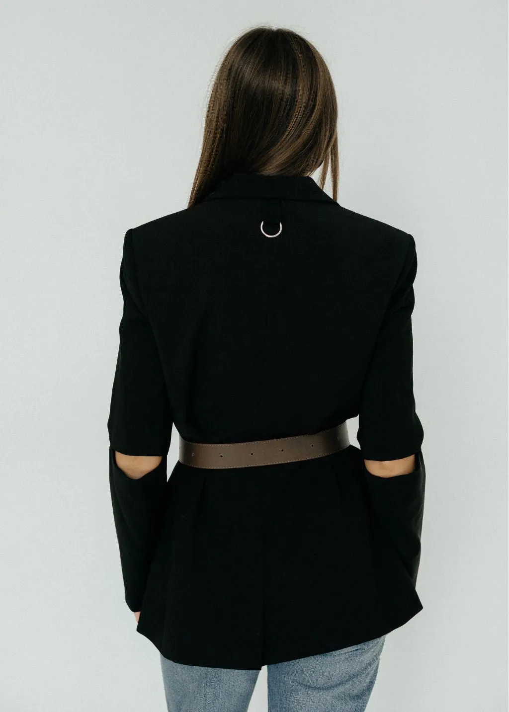 Tibi Cutout Sleeve Marlon Blazer in Black