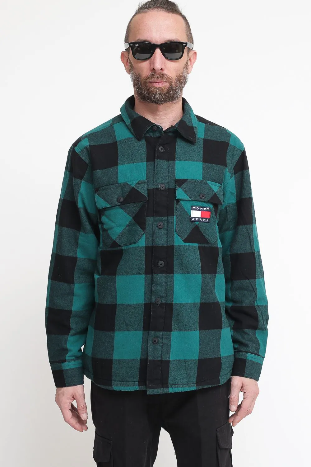 Tjm Sherpa Flannel Overshirt - Dark Turf Green Check