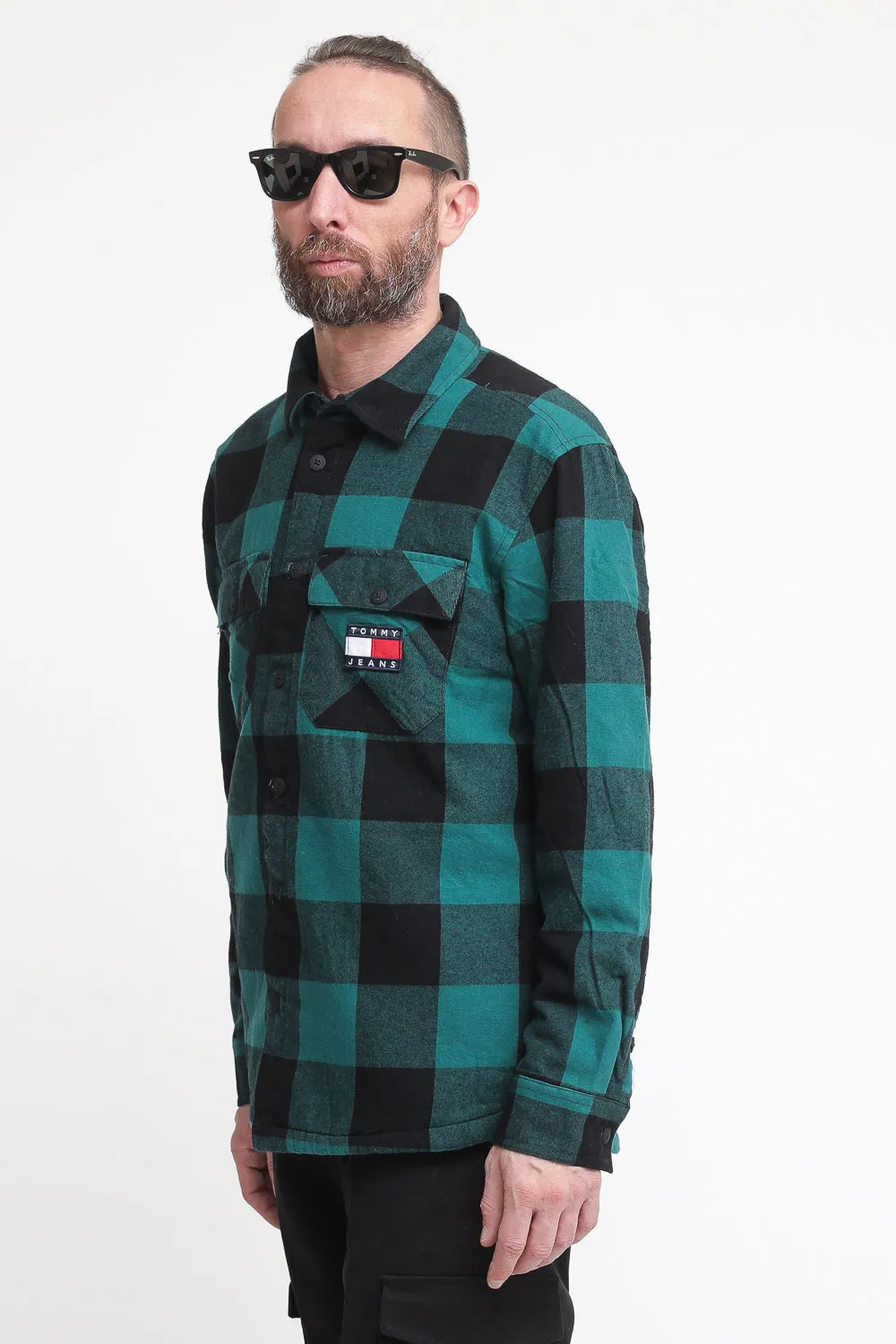 Tjm Sherpa Flannel Overshirt - Dark Turf Green Check