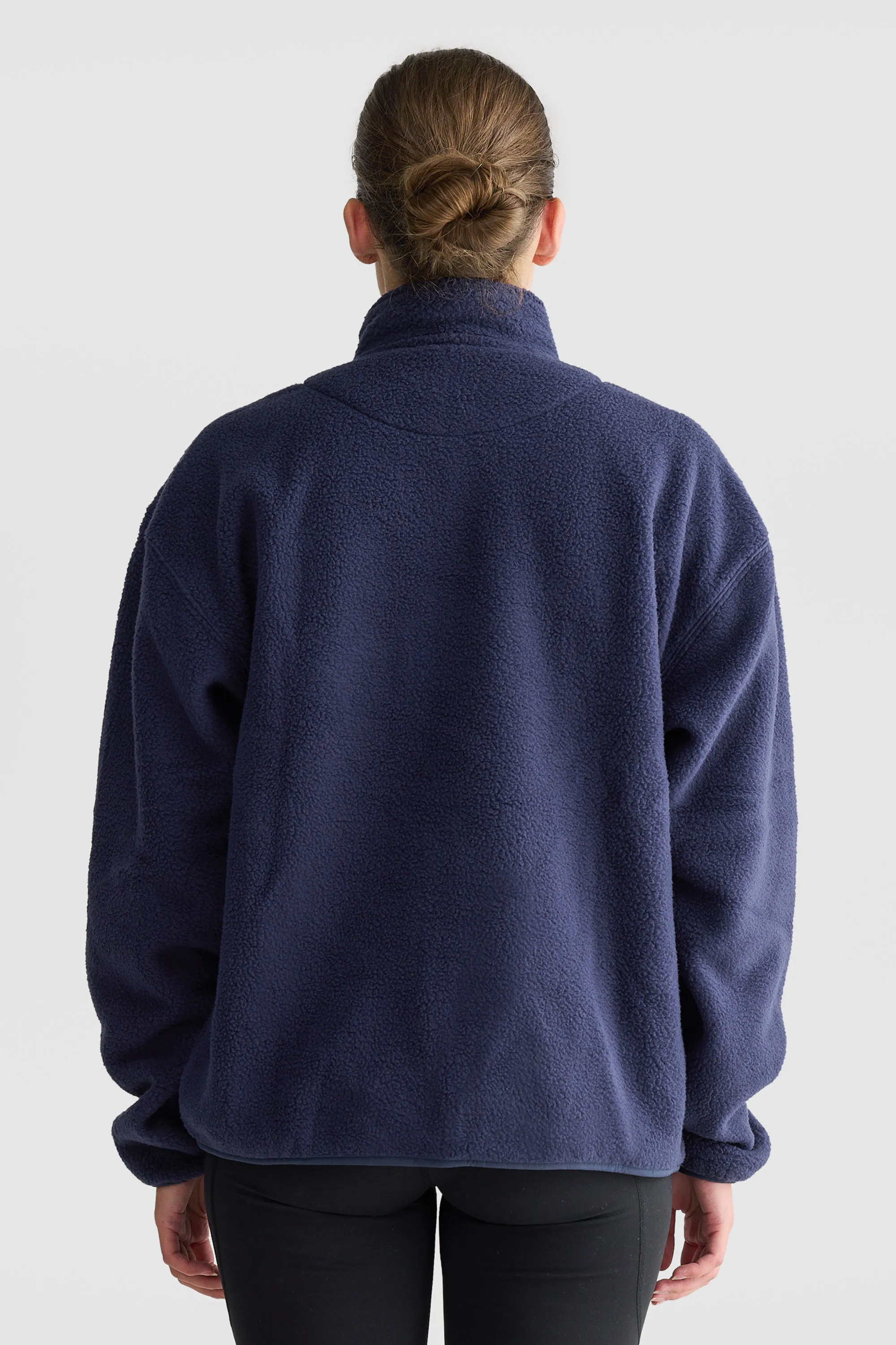 Unisex Sherpa Fleece Logo Quarter Zip Navy