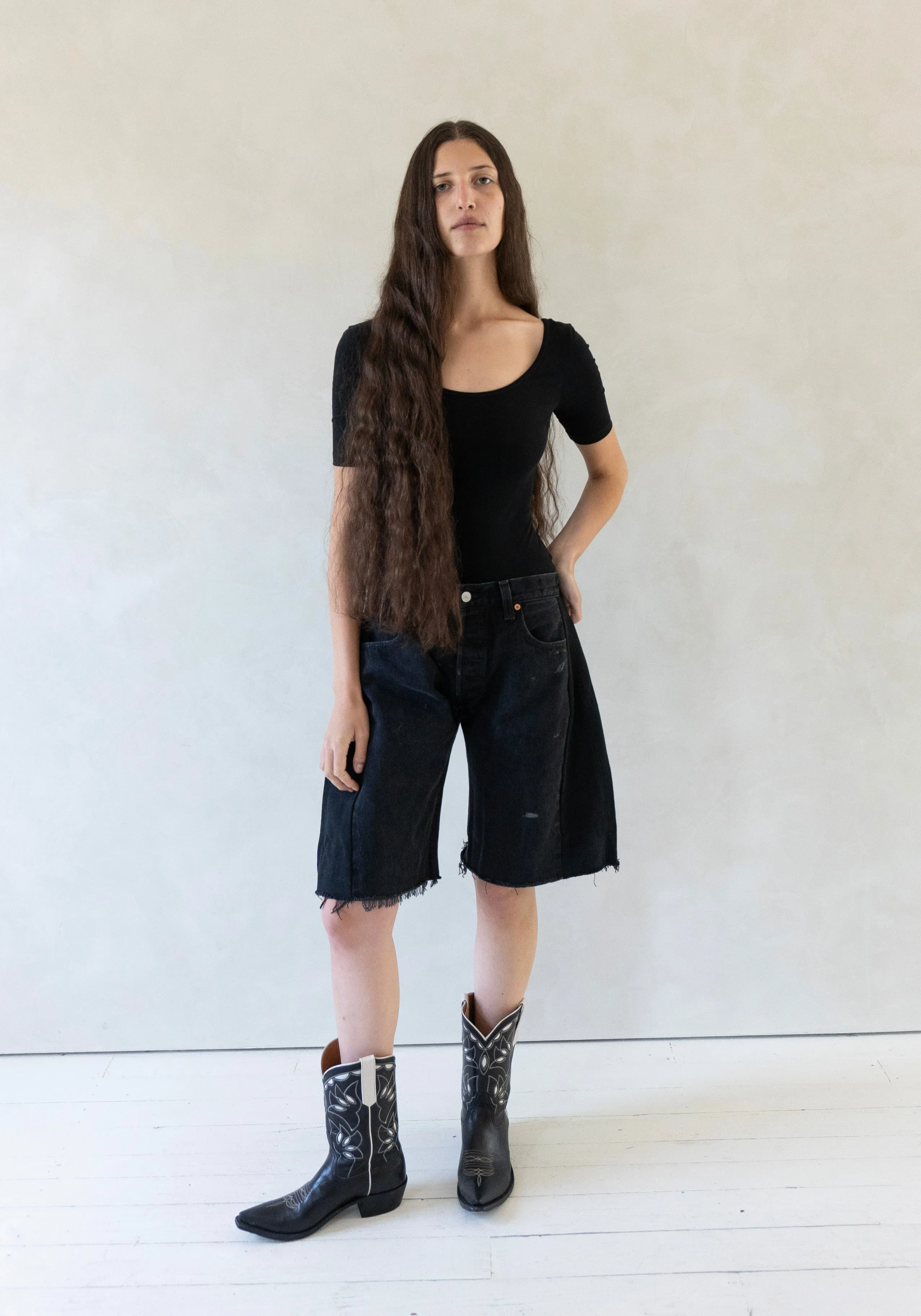 Vintage Lasso Jean Short in Black