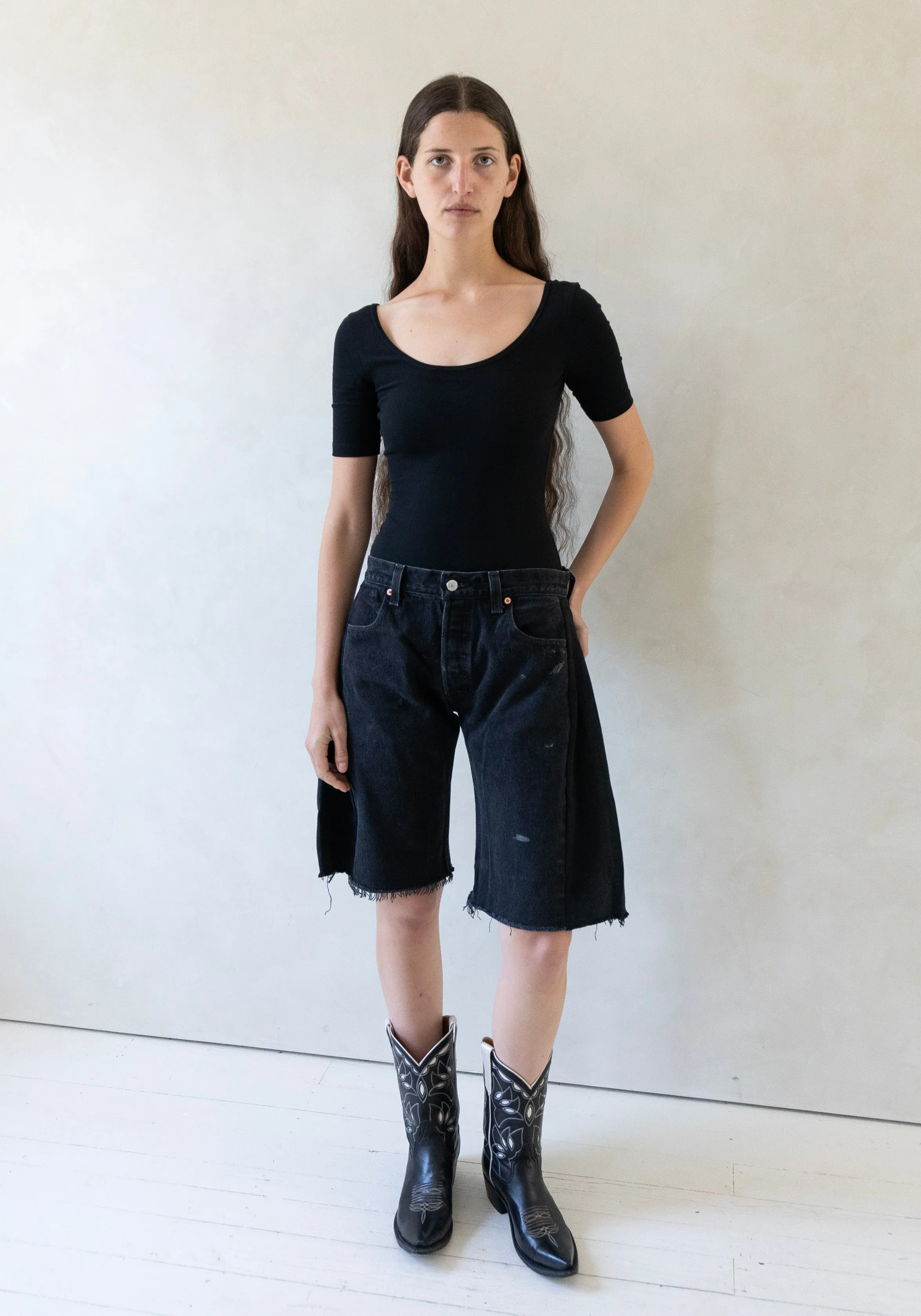 Vintage Lasso Jean Short in Black