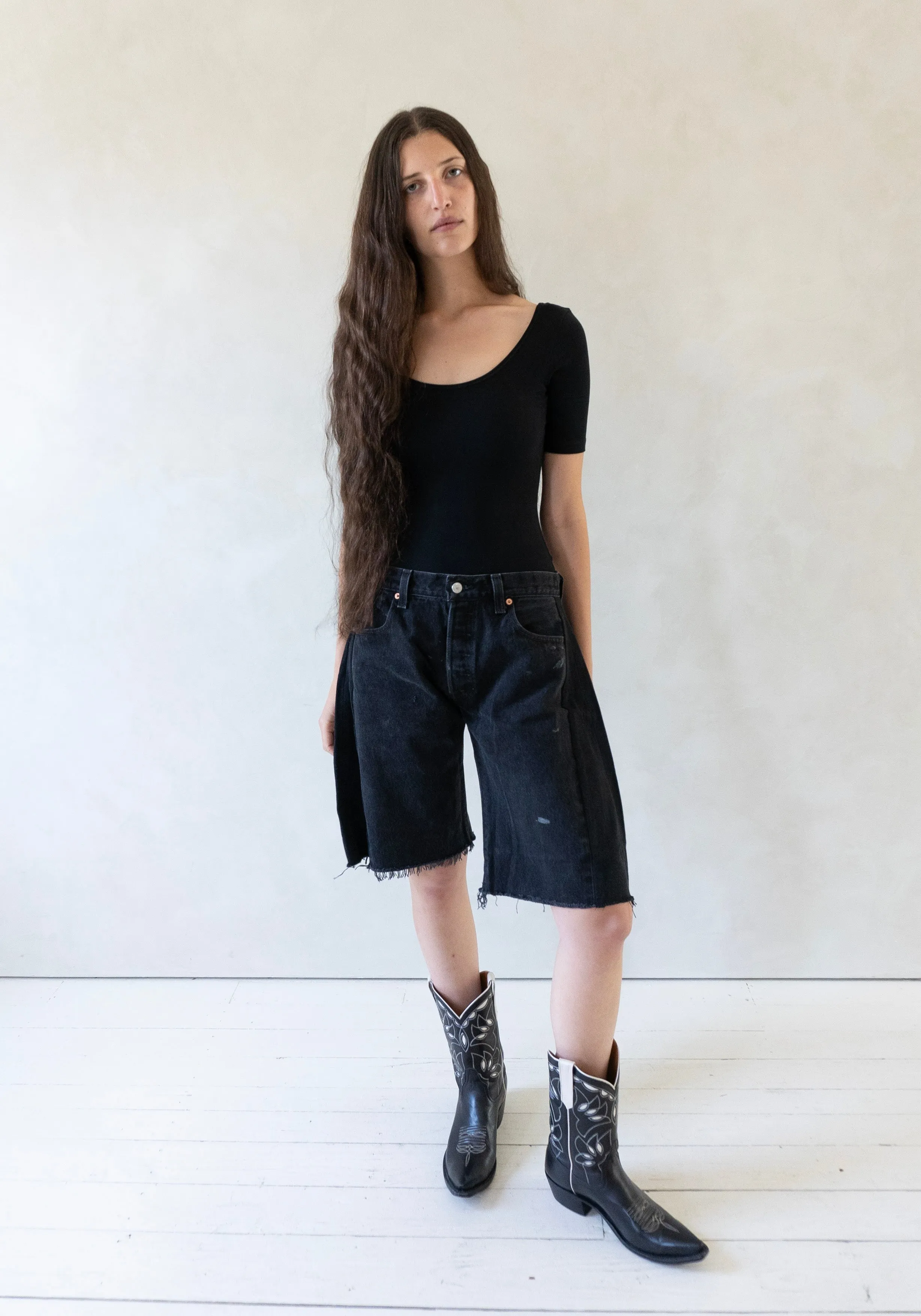 Vintage Lasso Jean Short in Black