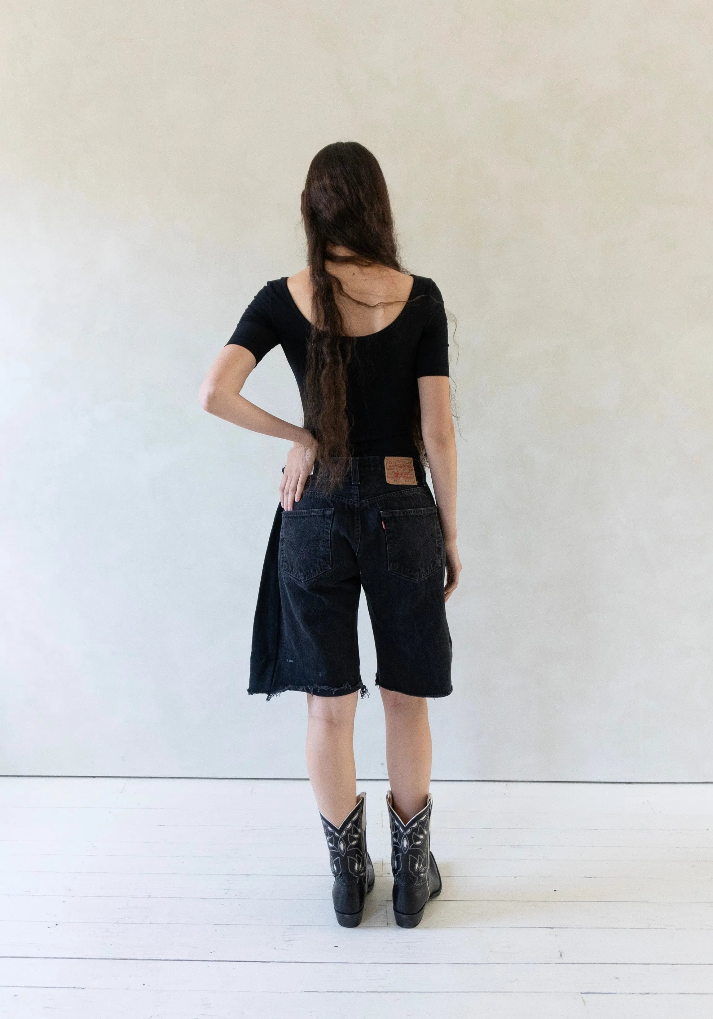 Vintage Lasso Jean Short in Black