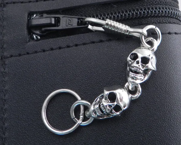 Zipper Pull with Multi Skull Head and Key Ring