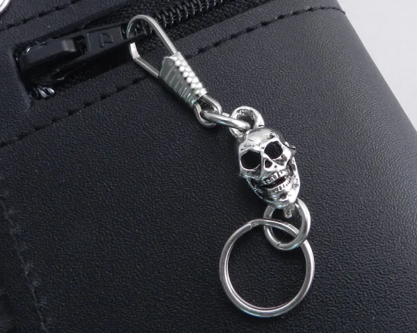 Zipper Pull with Skull Head and Key Ring